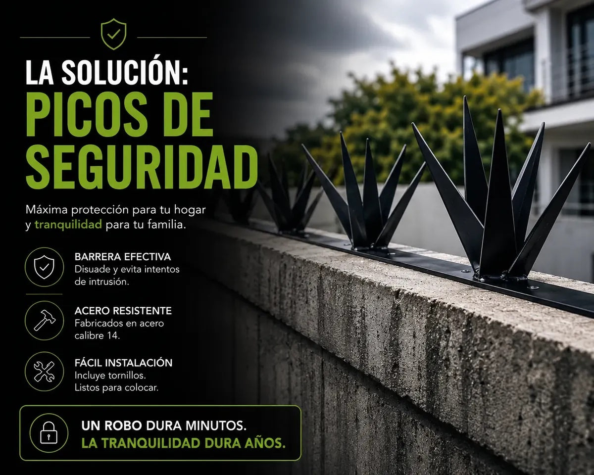 Picos De Seguridad 4 Mts - 32 Piñas Con 8 Picos cada una
