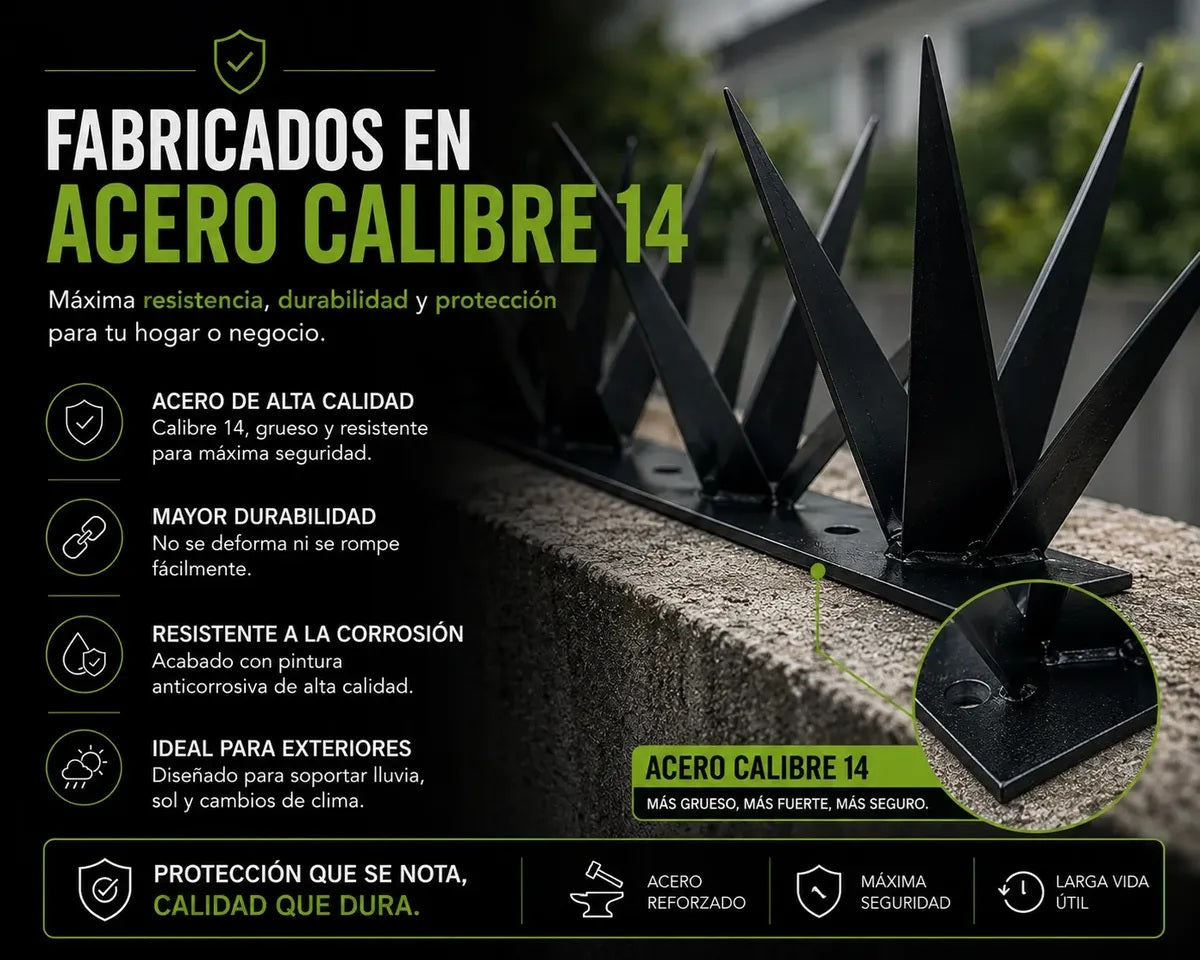 Picos De Seguridad 4 Mts - 32 Piñas Con 8 Picos cada una