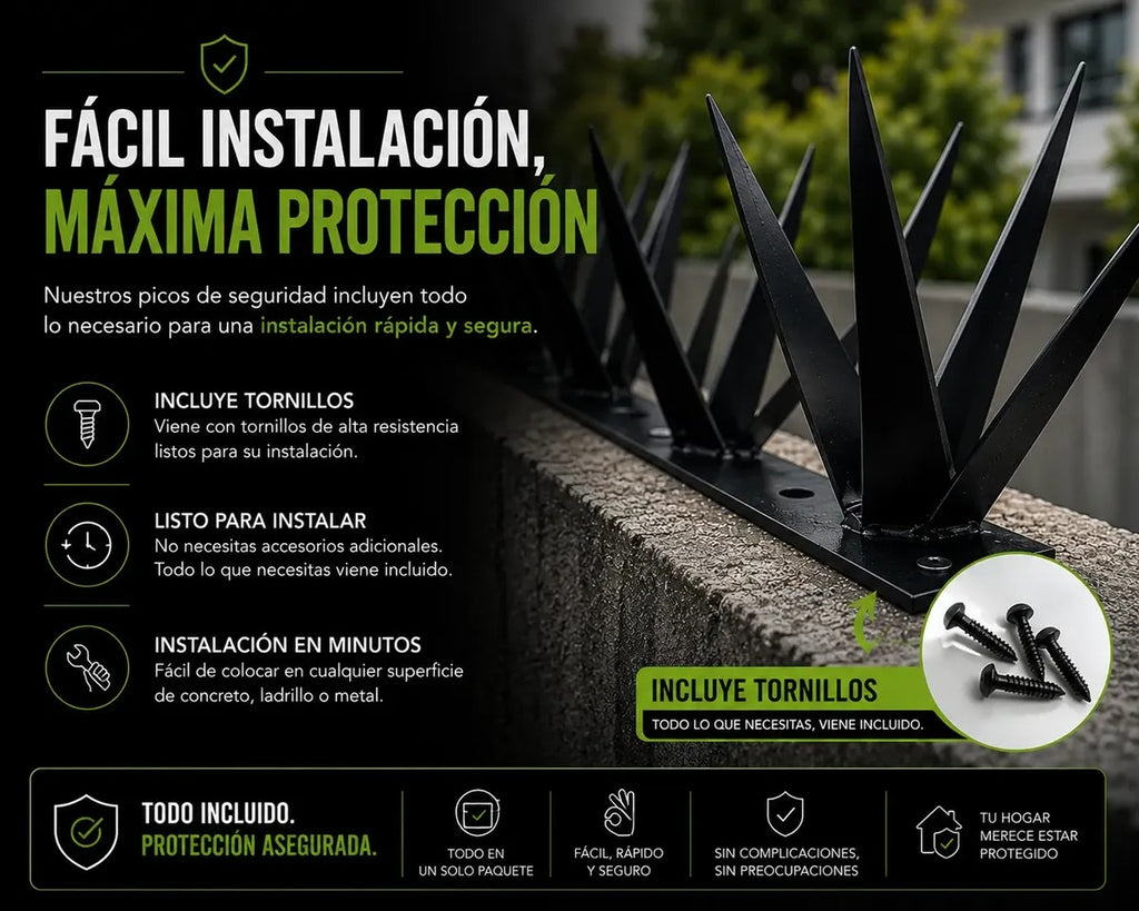 Picos De Seguridad 4 Mts - 32 Piñas Con 8 Picos cada una