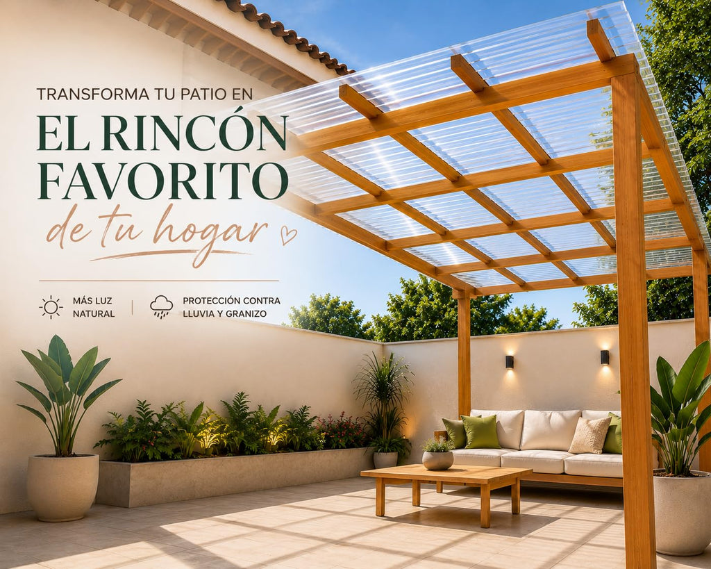 Lámina Transparente Para Pérgolas + Kit instalación y Envío Gratis